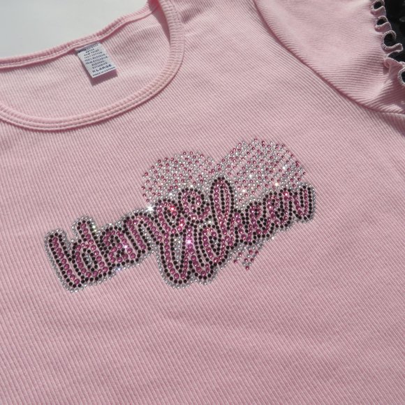 IdanceUcheer Top Girls Shirt I Dance You Cheer XLarge Kids t-shirt Pink NEW - Picture 6 of 15